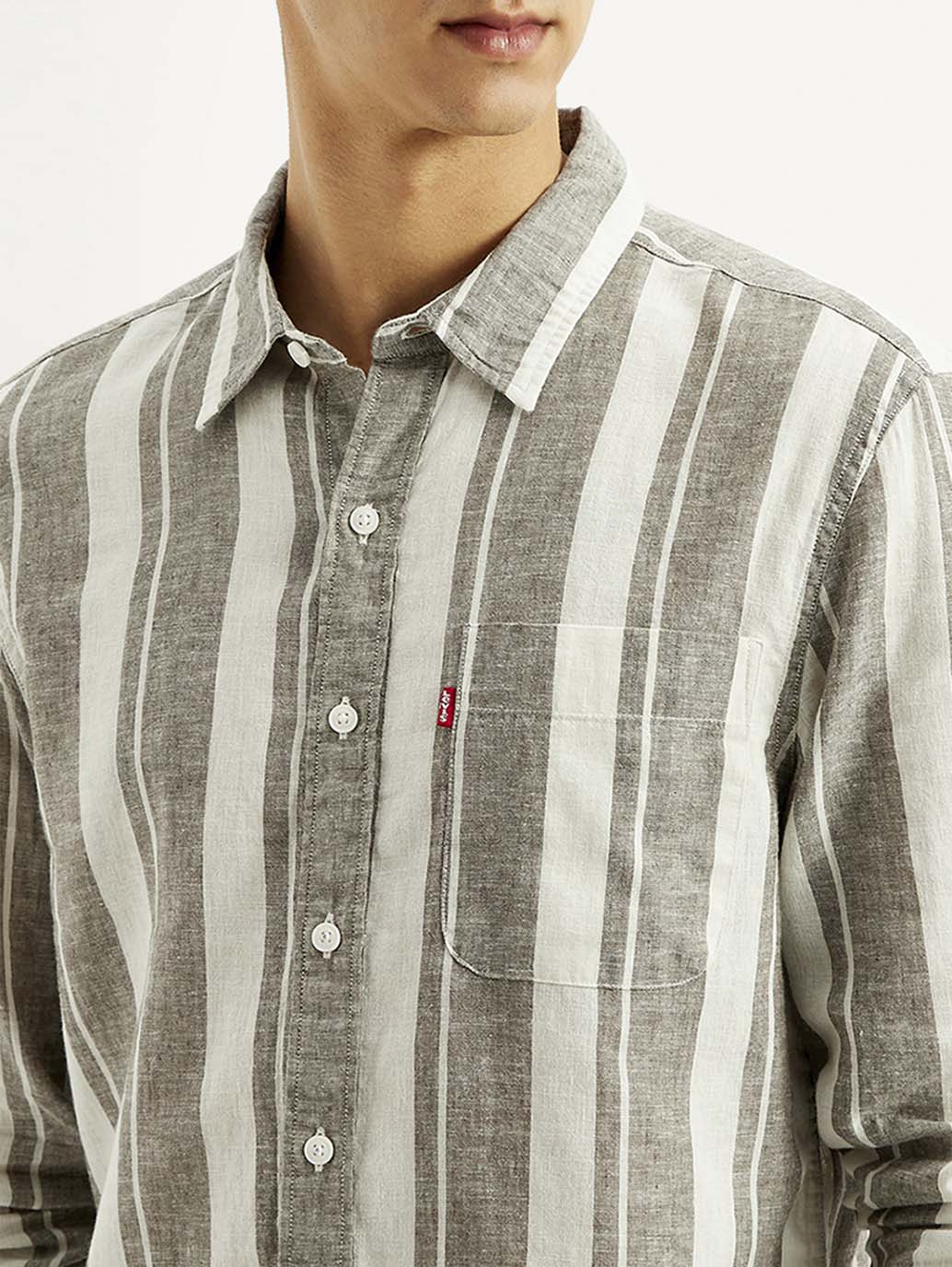 Men's Striped Slim Fit Linen Shirt