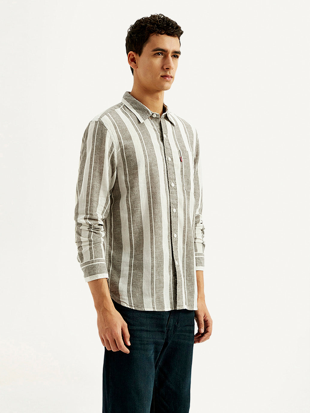 Men's Striped Slim Fit Linen Shirt