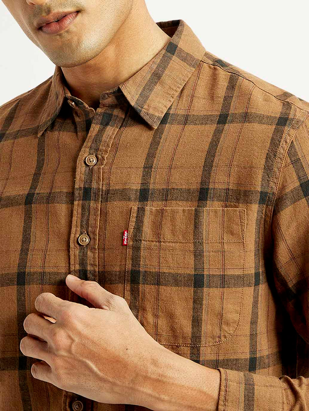 Men's Checkered Slim Fit Linen Shirt
