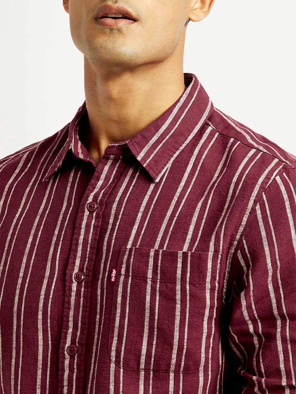 Men's Striped Slim Fit Linen Shirt