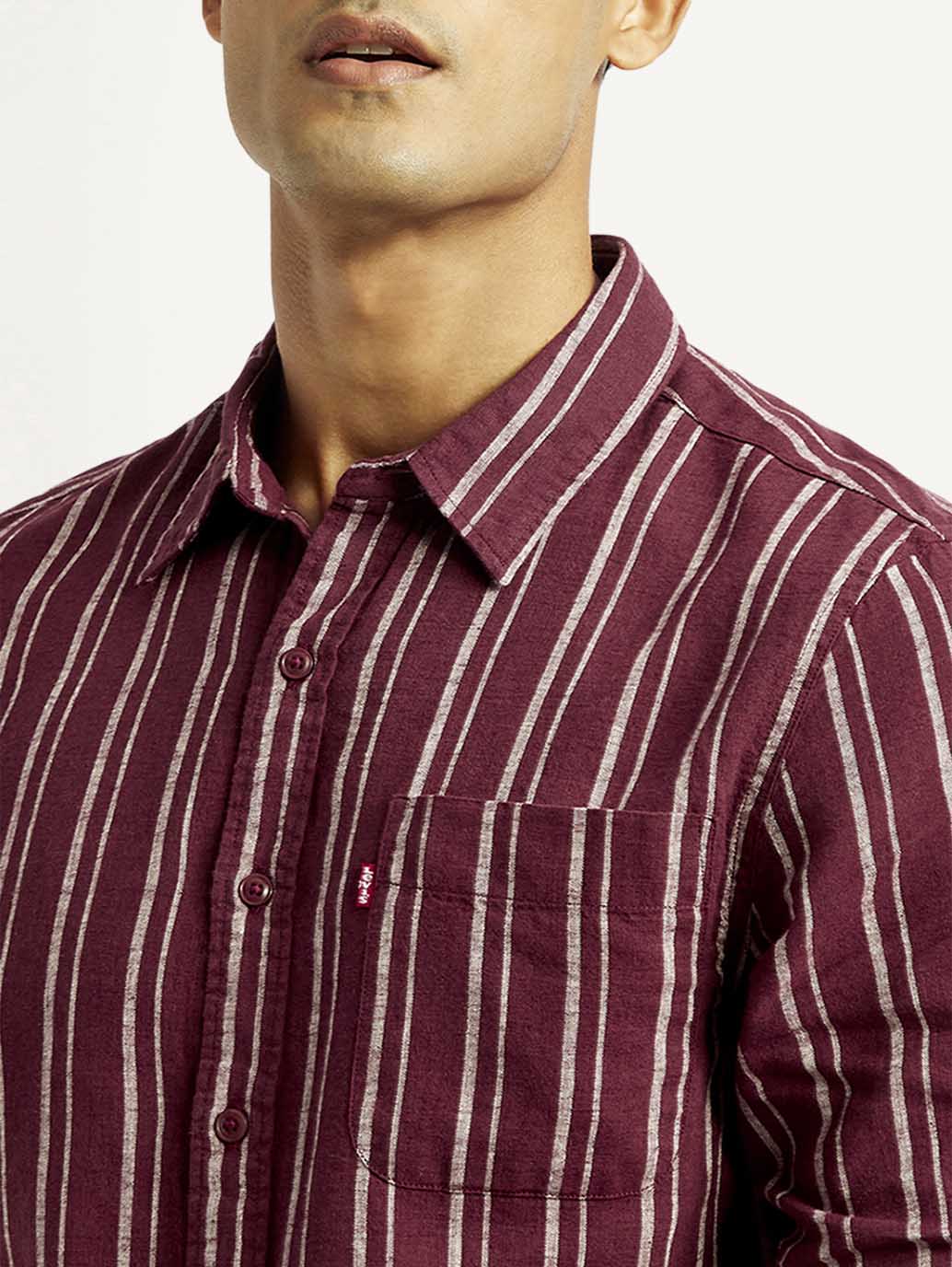 Men's Striped Slim Fit Linen Shirt