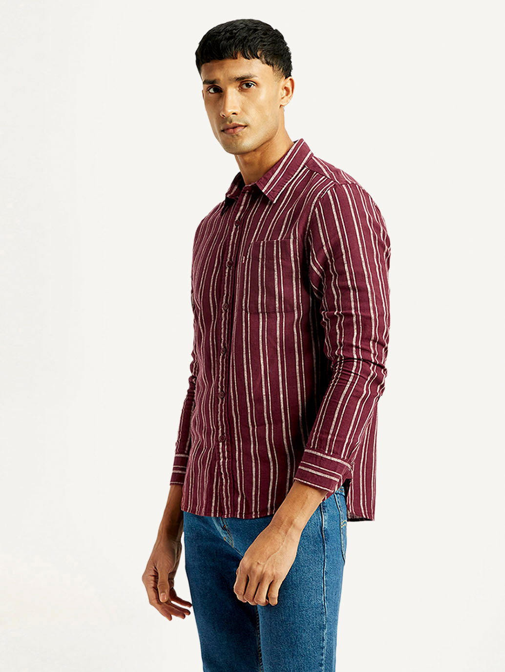 Men's Striped Slim Fit Linen Shirt