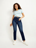 Women's Navy Blue Wedgie Straight Fit Mid Rise Jeans