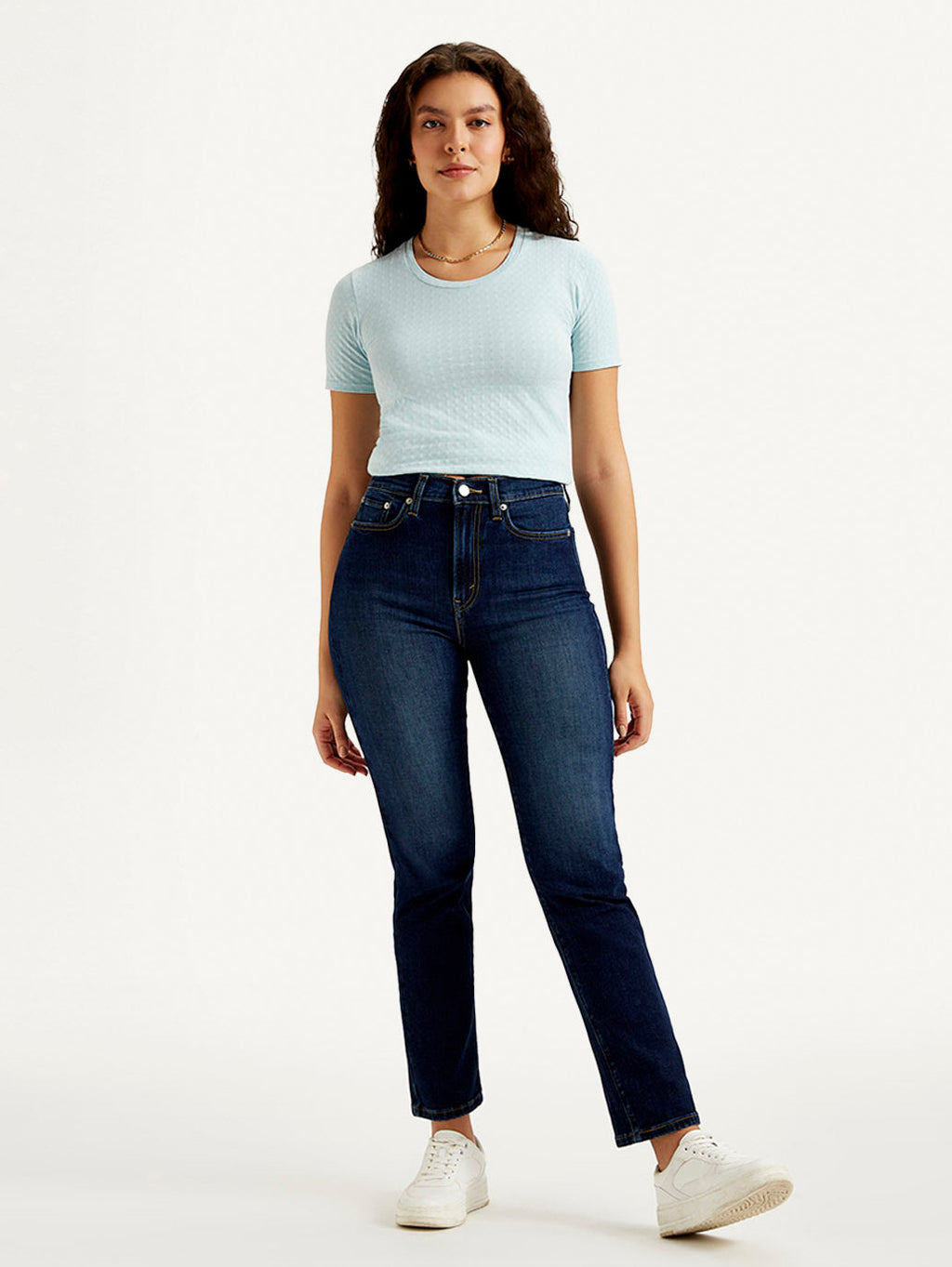 Women's Navy Blue Wedgie Straight Fit Mid Rise Jeans