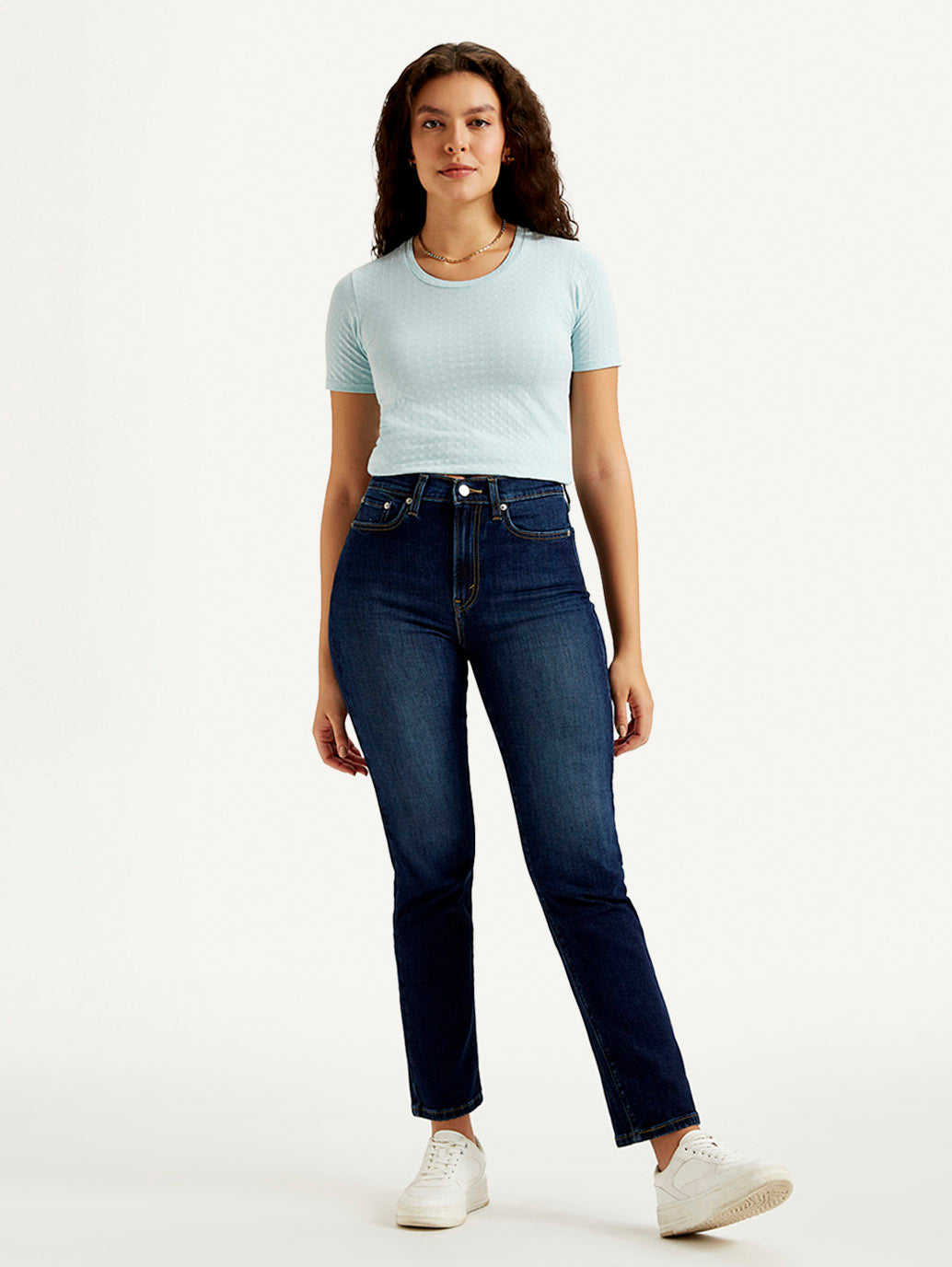 Women's Navy Blue Wedgie Straight Fit Mid Rise Jeans