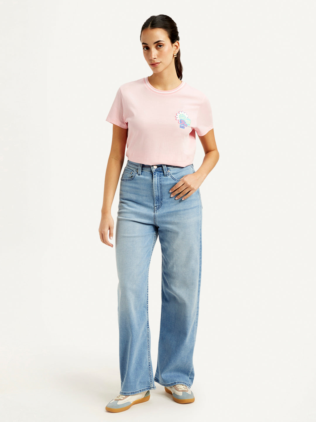 Women's Blue Loose Fit High Rise Jeans