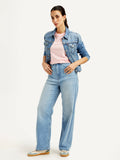Women's Blue Loose Fit High Rise Jeans