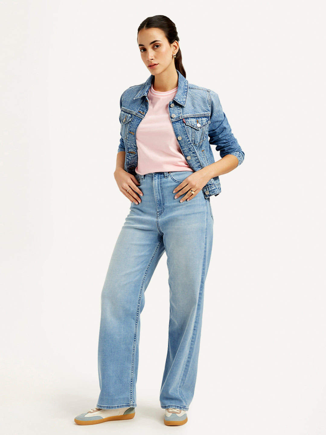 Women's Blue Loose Fit High Rise Jeans