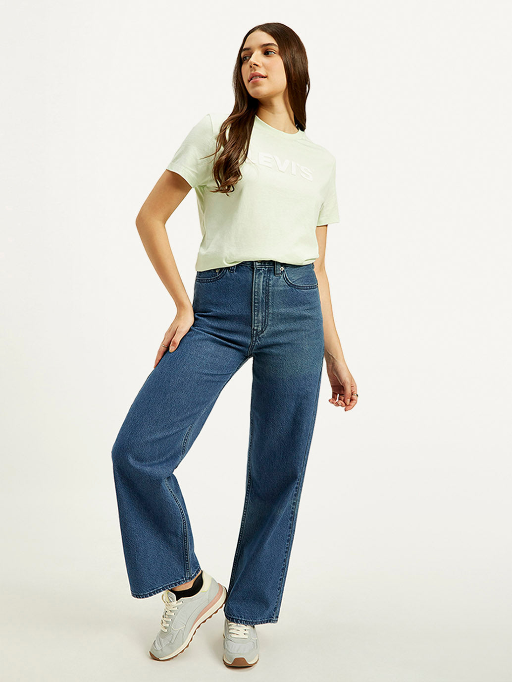 Women's Blue Loose Fit High Rise Jeans