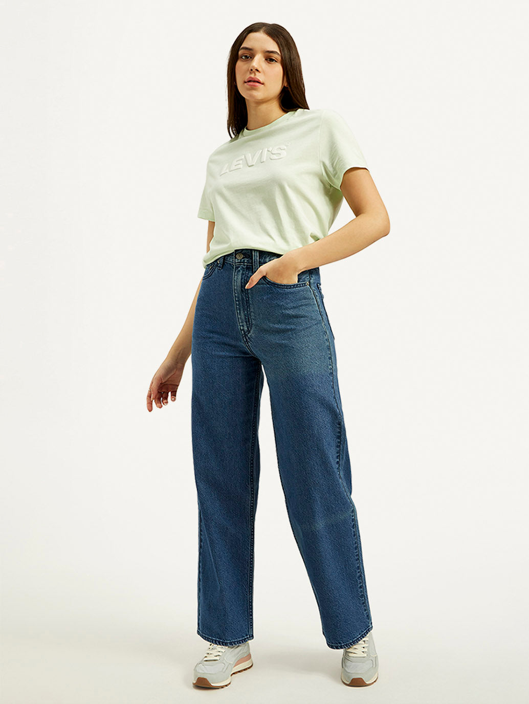 Women's Blue Loose Fit High Rise Jeans
