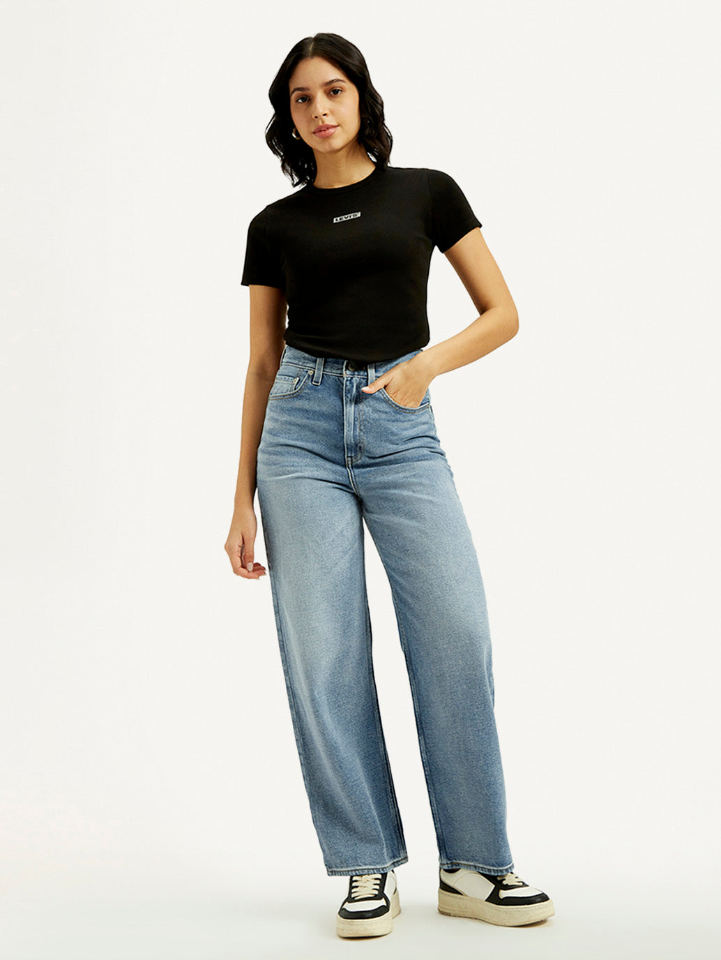 Women's Light Indigo Loose Fit High Rise Jeans