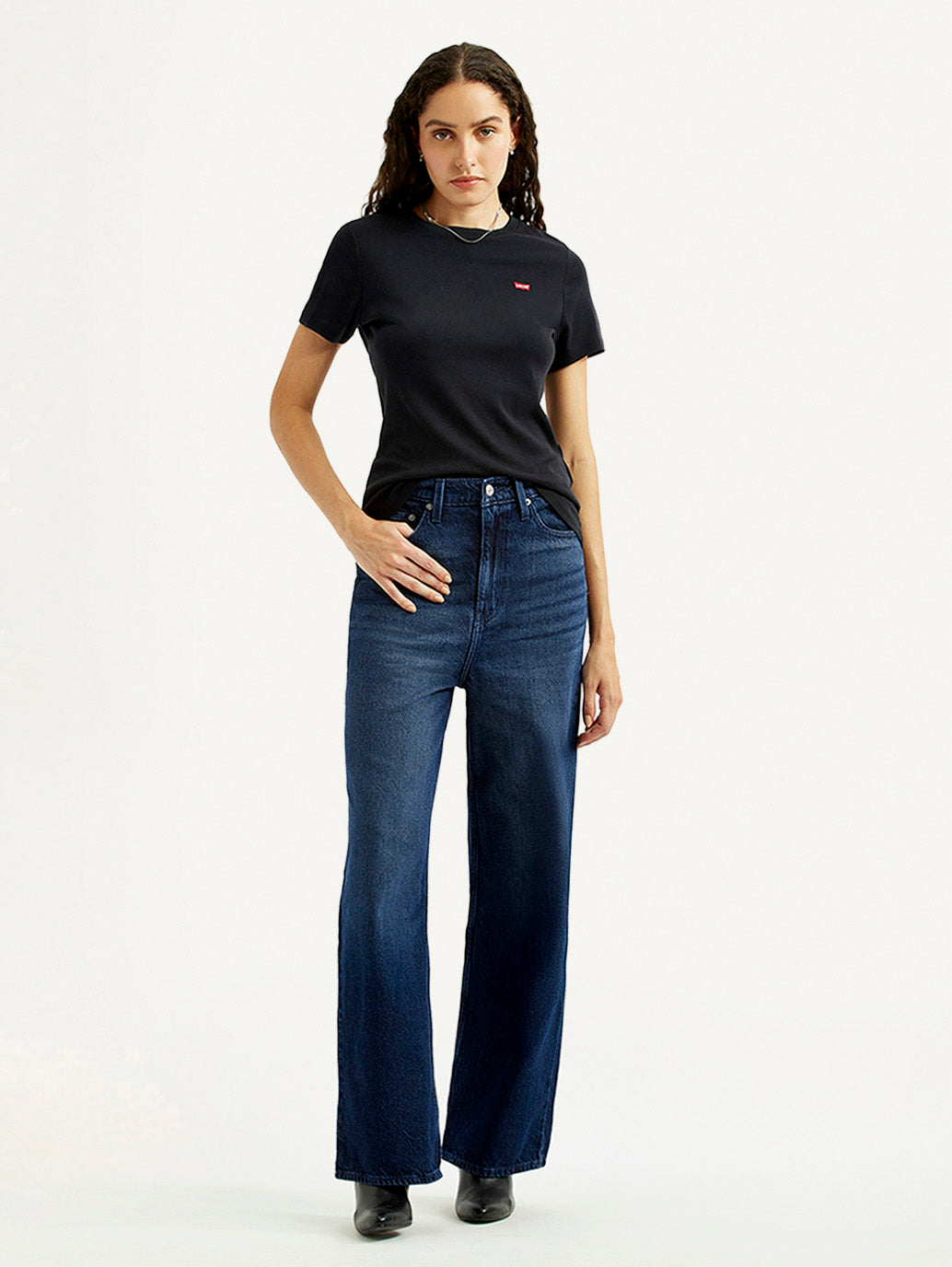 Women's Navy Loose Fit High Rise Jeans