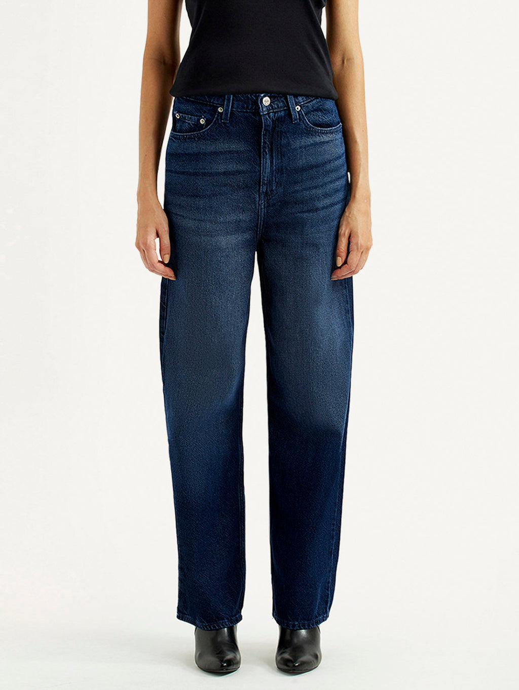 Women's Navy Loose Fit High Rise Jeans
