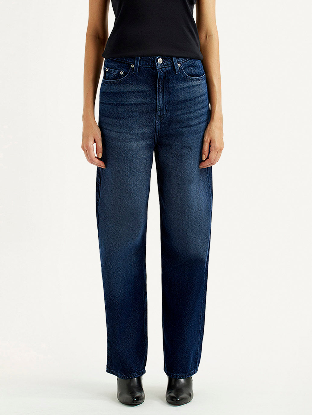 Women's Navy Loose Fit High Rise Jeans