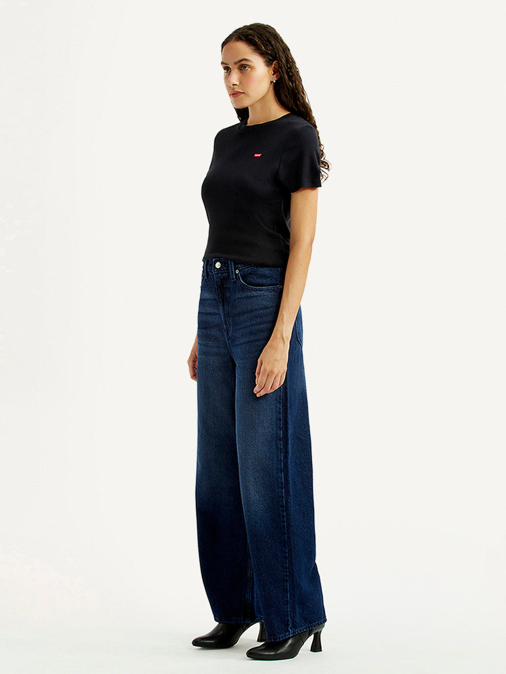 Women's Navy Loose Fit High Rise Jeans