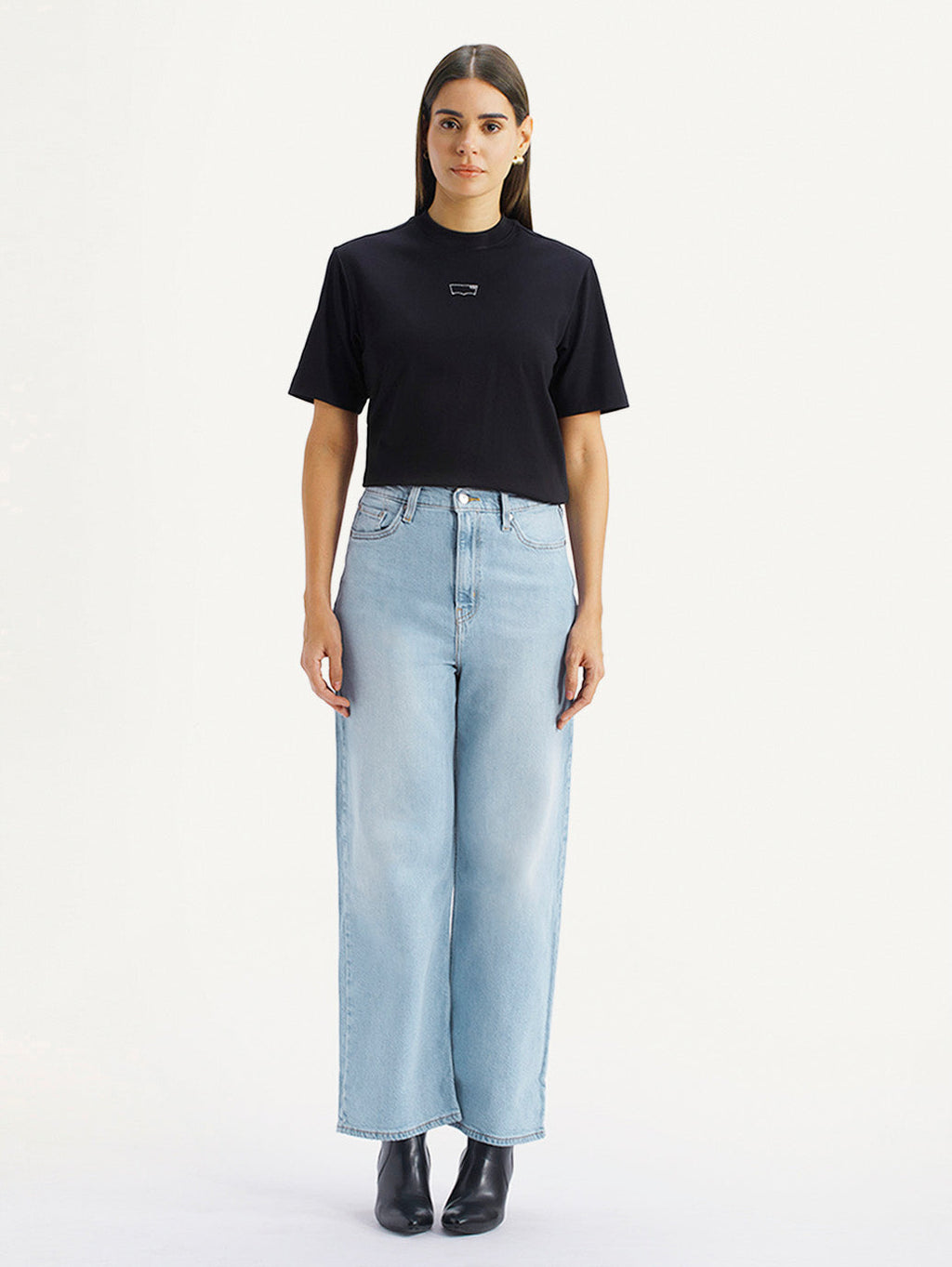 Women's Light Blue Wide Leg Fit High Rise Jeans