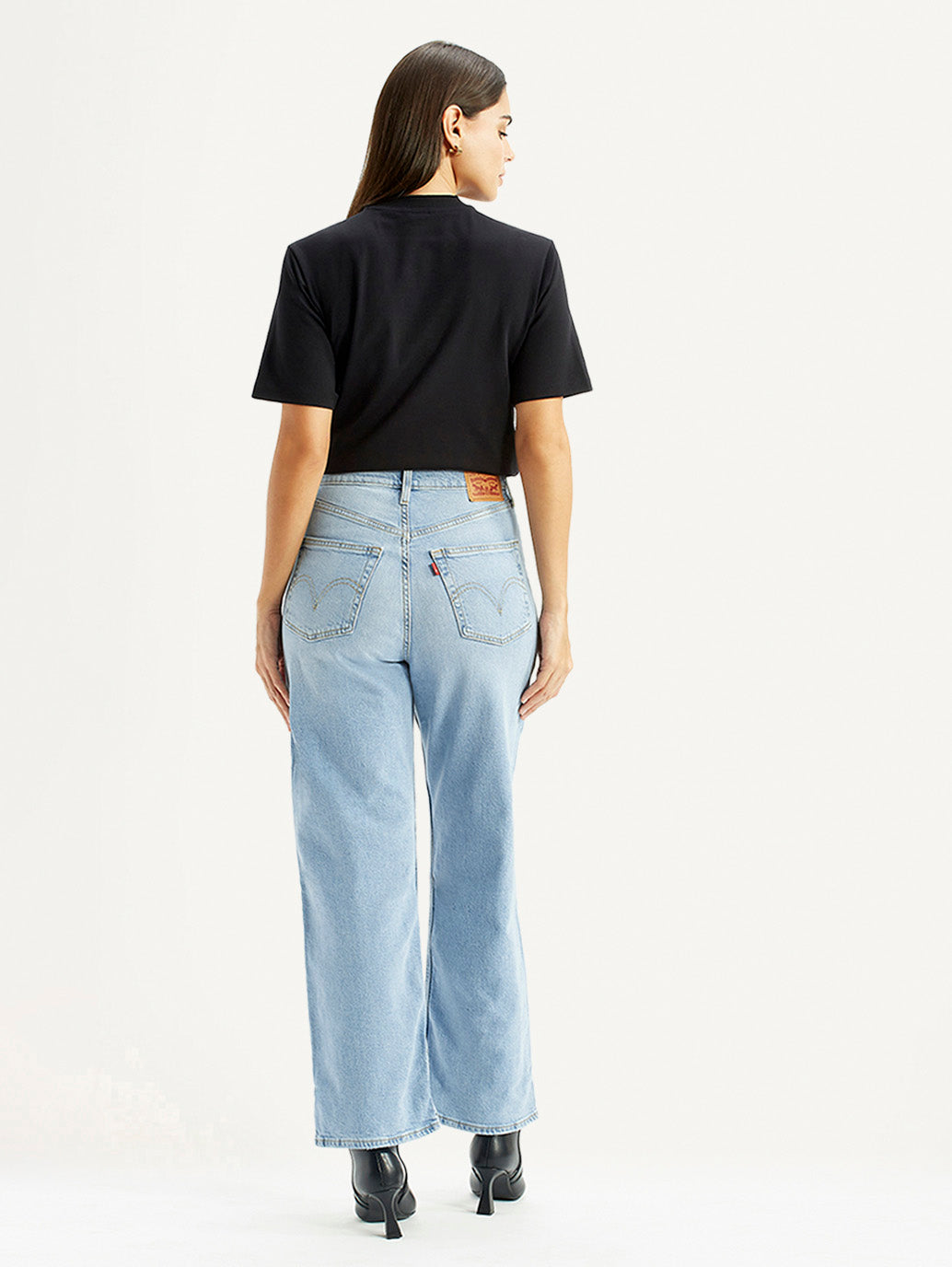 Women's Light Blue Wide Leg Fit High Rise Jeans