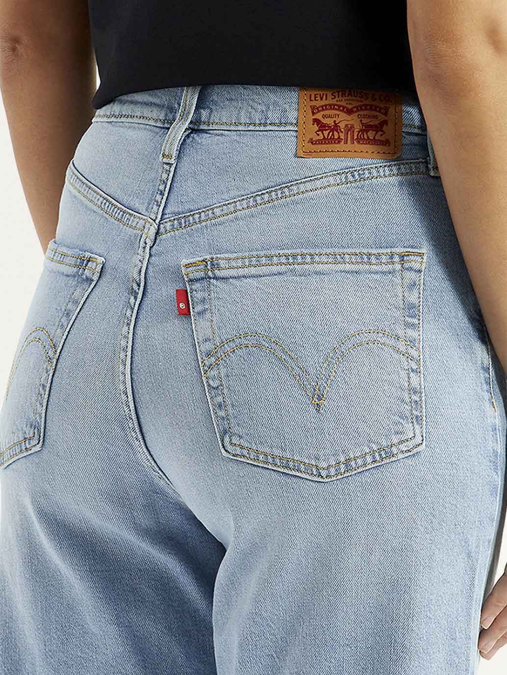 Women's Light Blue Wide Leg Fit High Rise Jeans
