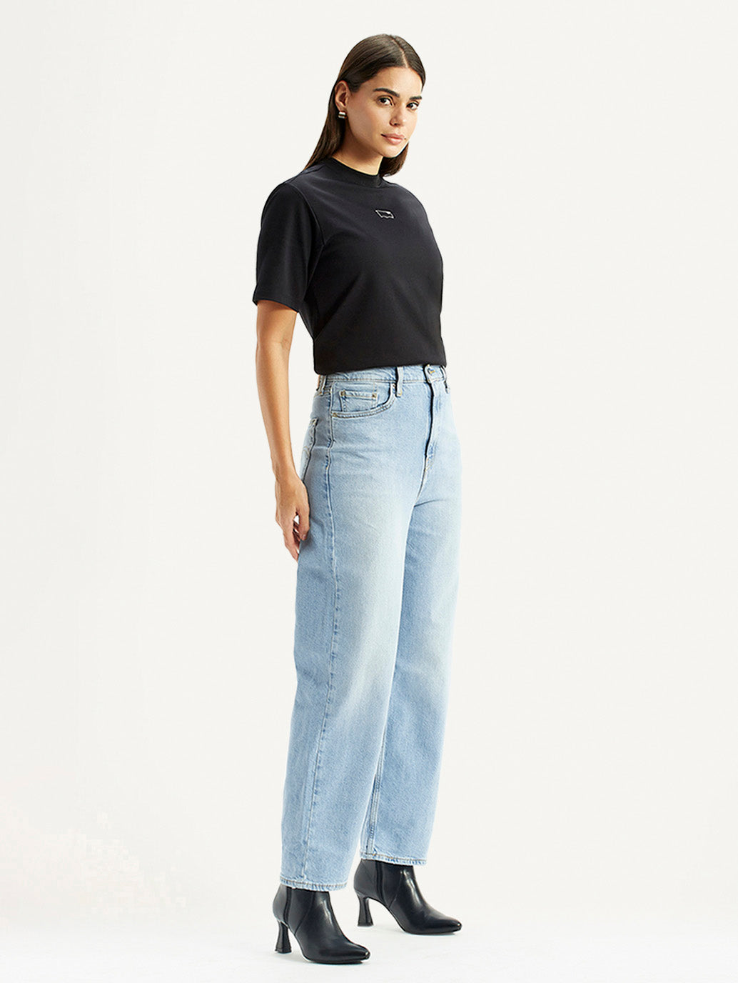 Women's Light Blue Wide Leg Fit High Rise Jeans