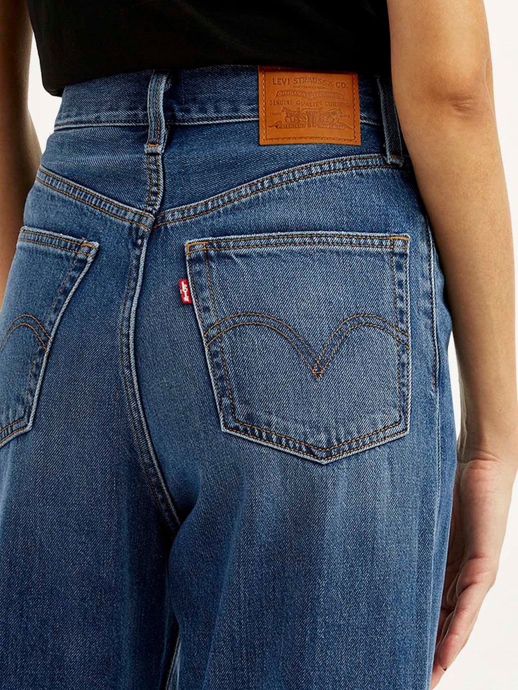 Women's Dark Blue Loose Fit High Rise Jeans