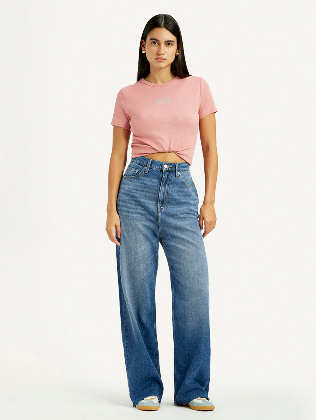 Women's Blue Loose Fit High Rise Jeans