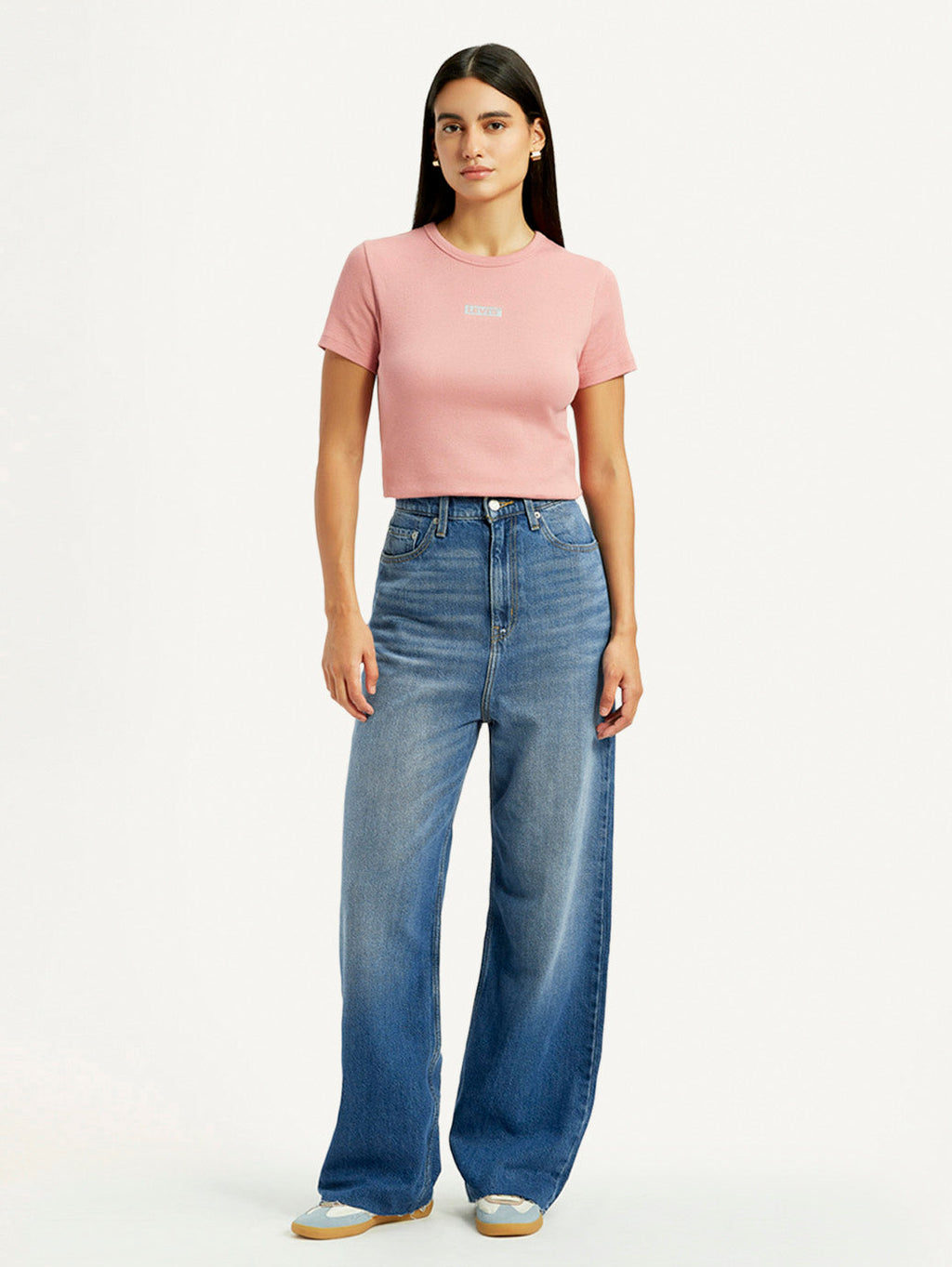 Women's Blue Loose Fit High Rise Jeans