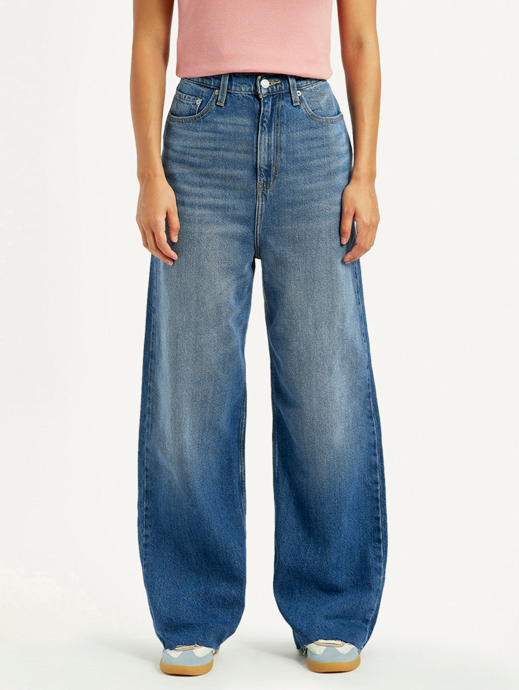 Women's Blue Loose Fit High Rise Jeans