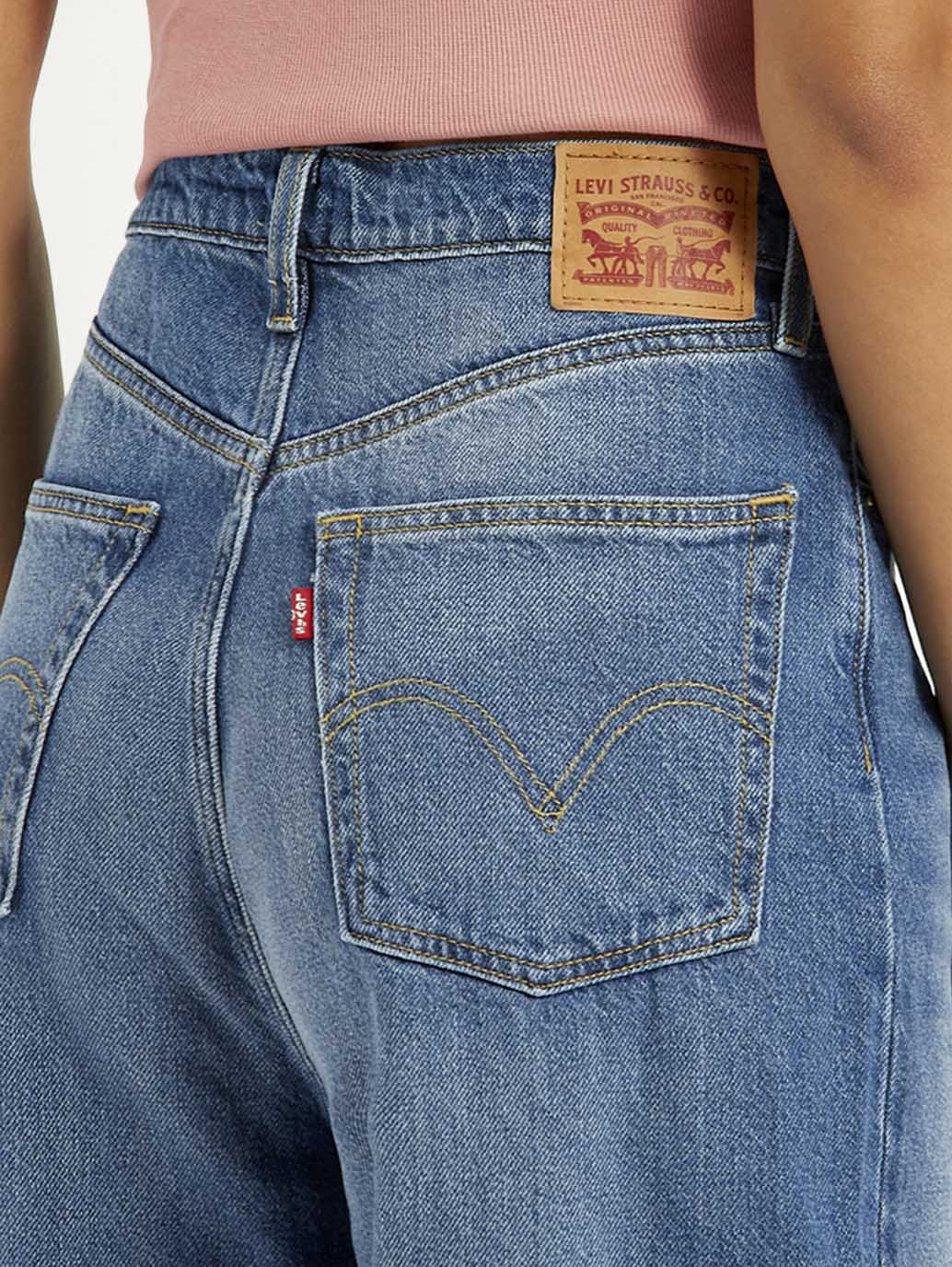 Women's Blue Loose Fit High Rise Jeans