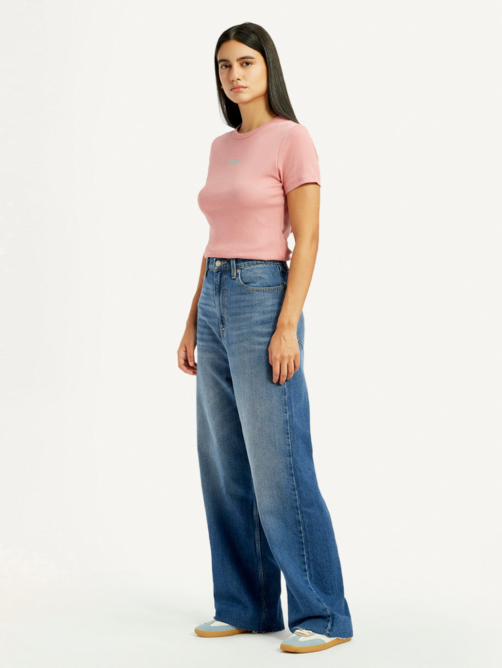Women's Blue Loose Fit High Rise Jeans