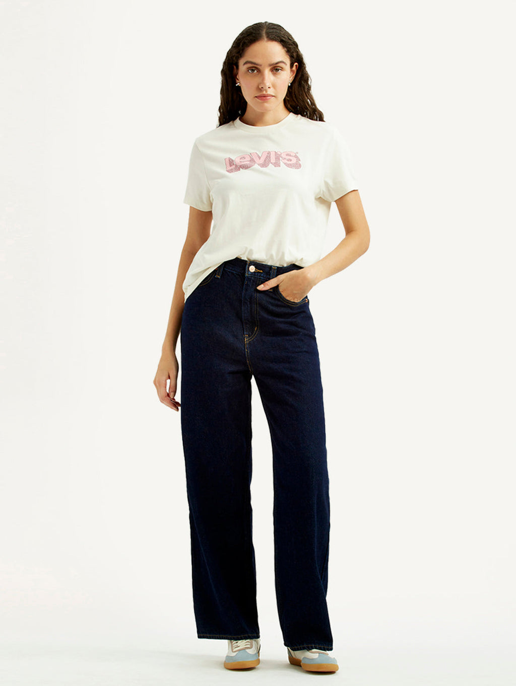Women's Navy Loose Fit High Rise Jeans