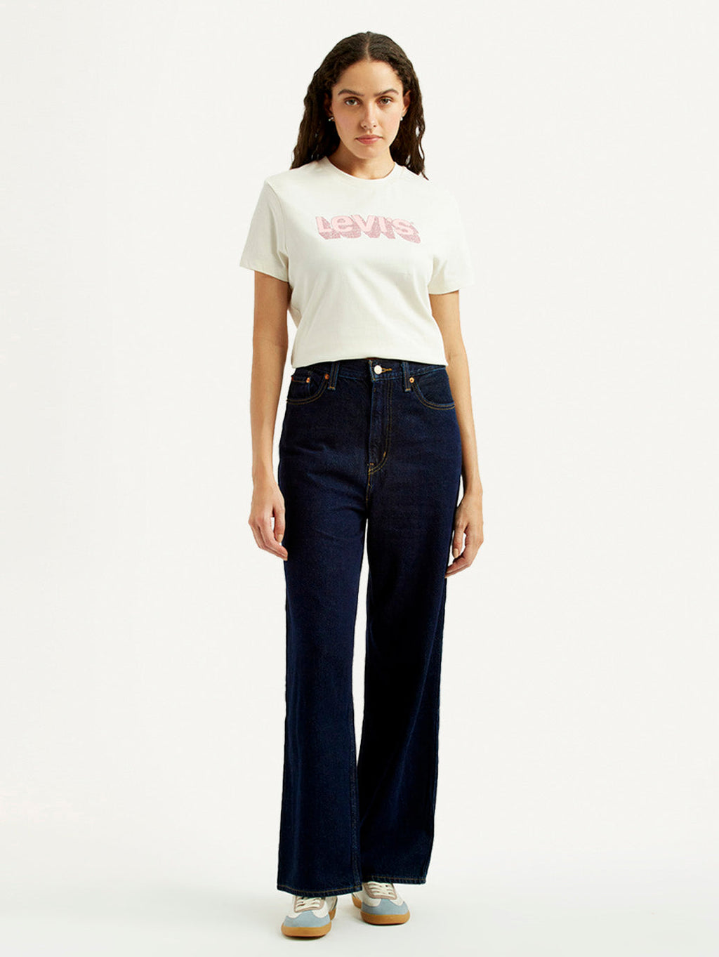 Women's Navy Loose Fit High Rise Jeans