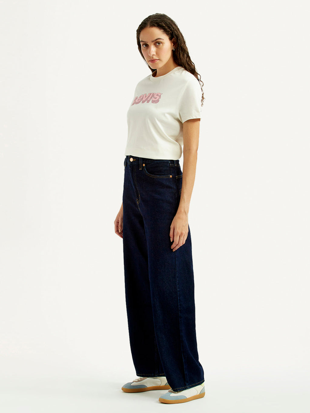 Women's Navy Loose Fit High Rise Jeans