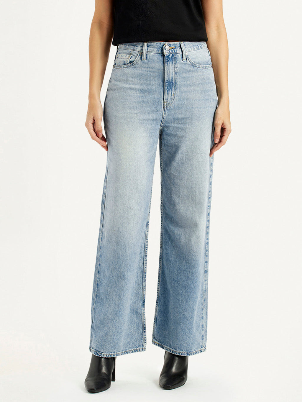 Women's High Rise Wide Leg Fit Light Blue Jeans