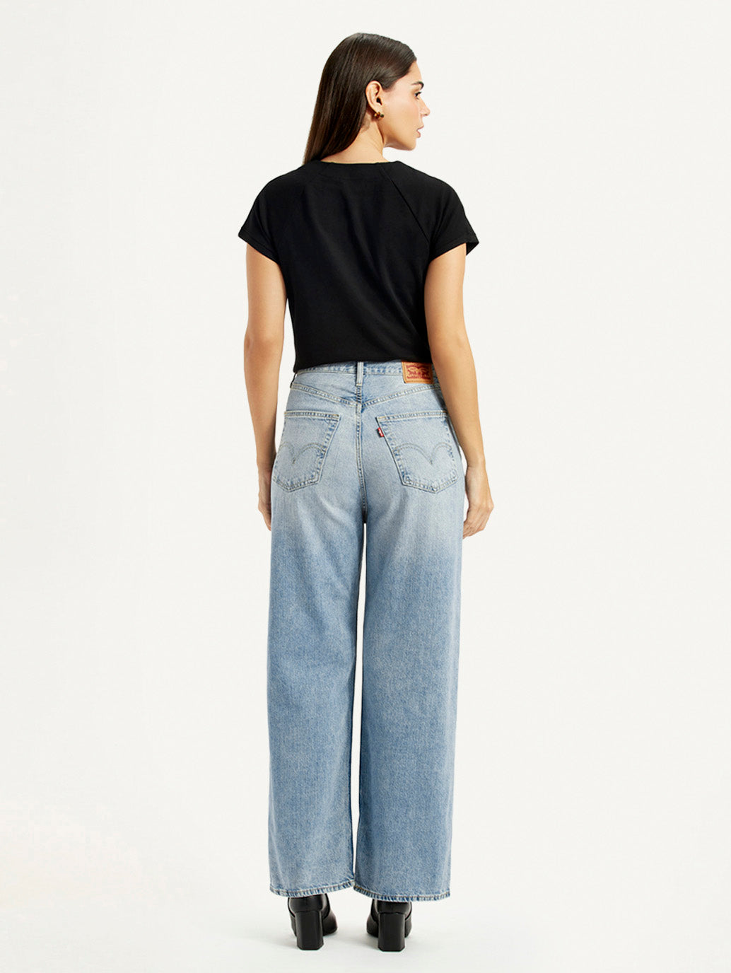Women's High Rise Wide Leg Fit Light Blue Jeans