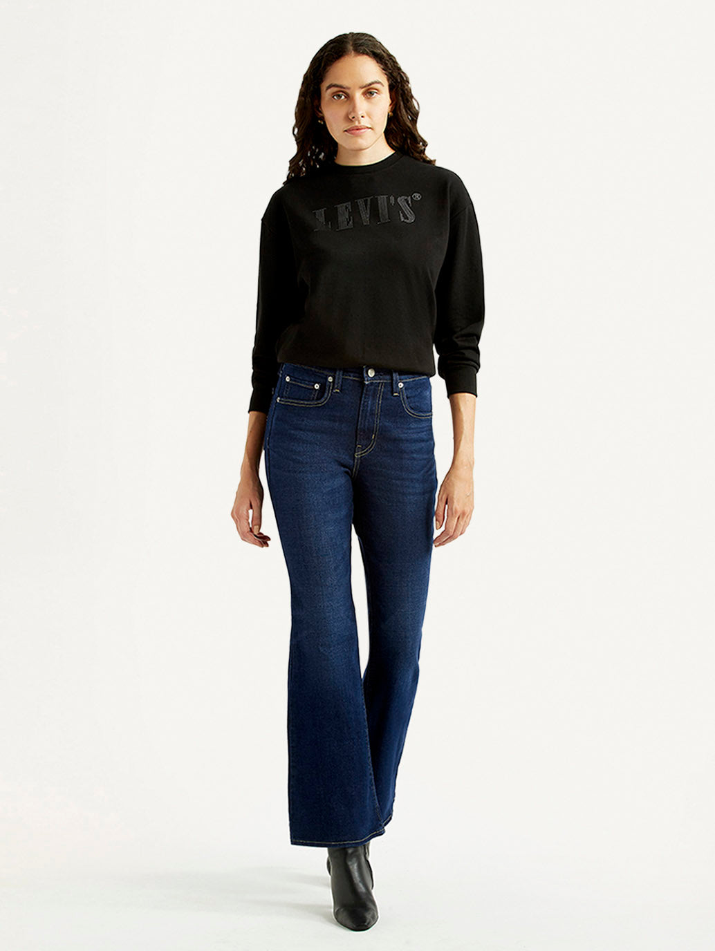 Women's 726 Navy Slim Flared Fit High Rise Jeans