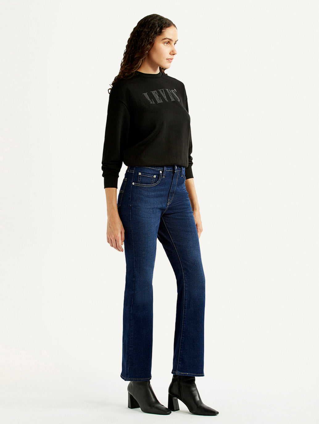 Women's 726 Navy Slim Flared Fit High Rise Jeans