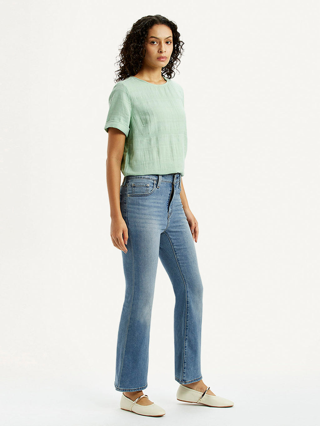 Women's 726 Blue Slim Flare Fit High Rise Jeans