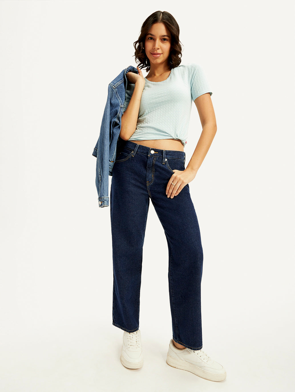 Women's 94 Blue Baggy Fit High Rise Jeans