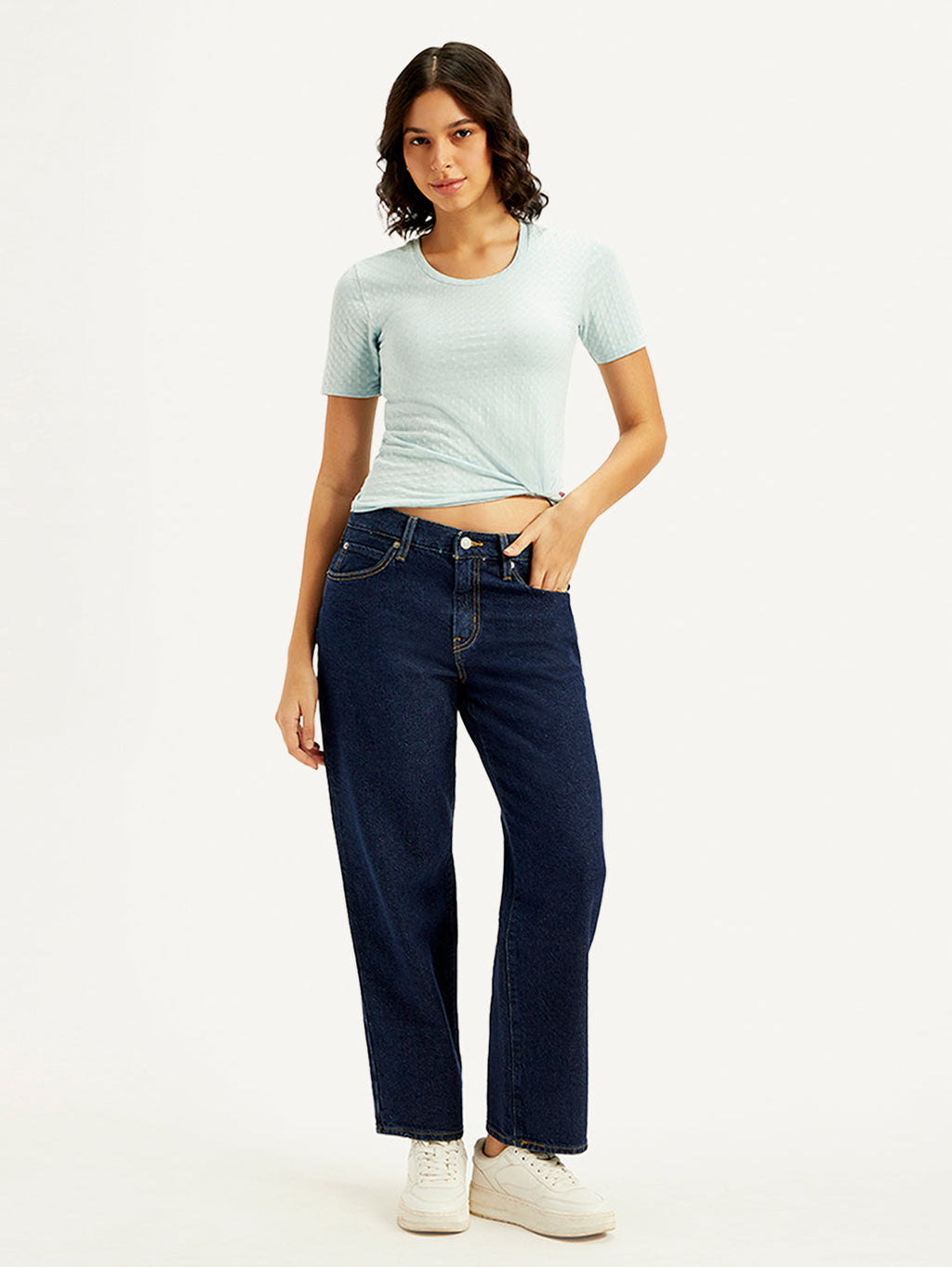 Women's 94 Blue Baggy Fit High Rise Jeans