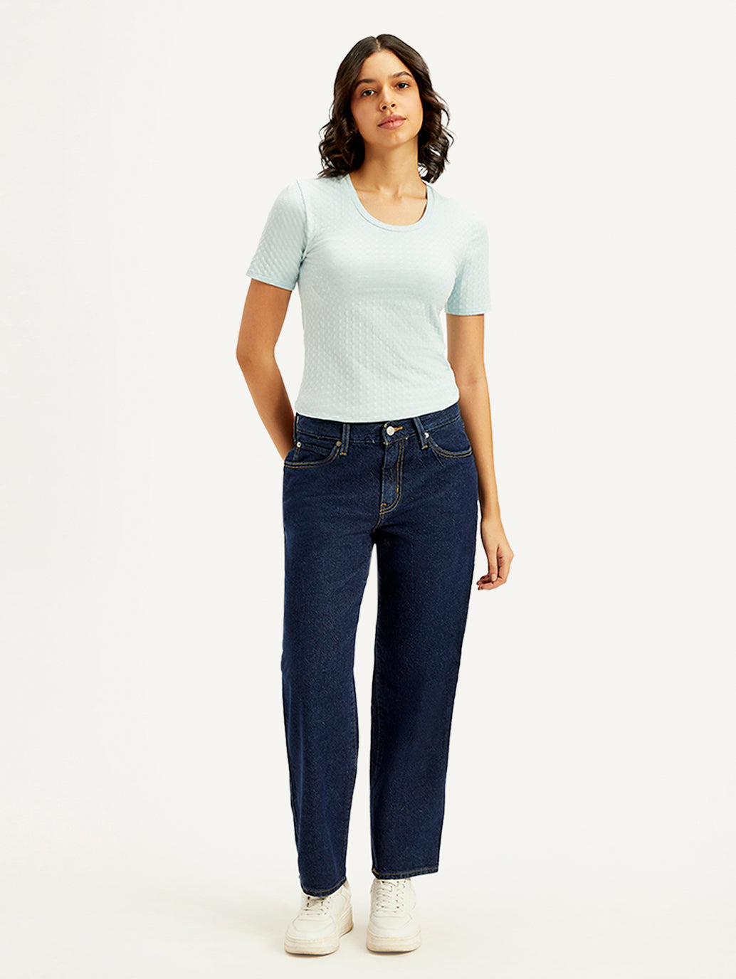 Women's 94 Blue Baggy Fit High Rise Jeans