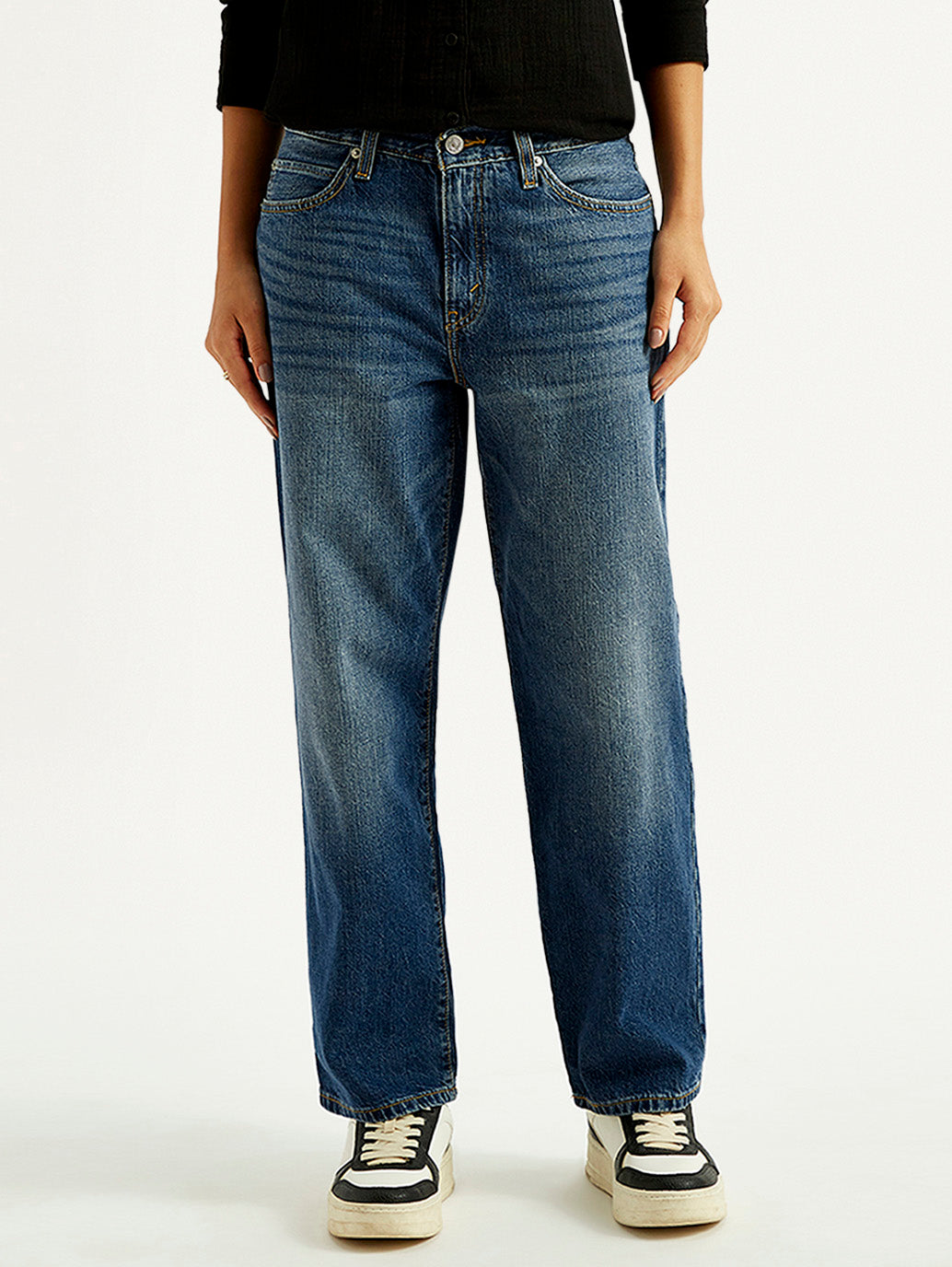 Women's 94 Blue Baggy Fit Mid Rise Jeans