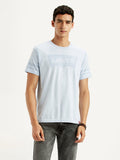 Men's Brand Logo Light Blue Slim Fit Seamless T-shirt