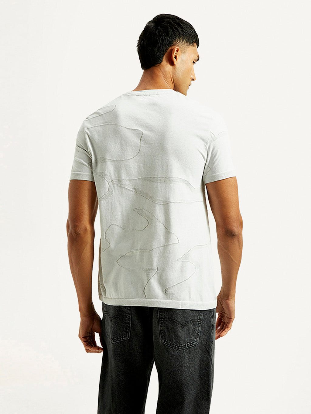 Men's Abstract White Slim Fit T-shirt