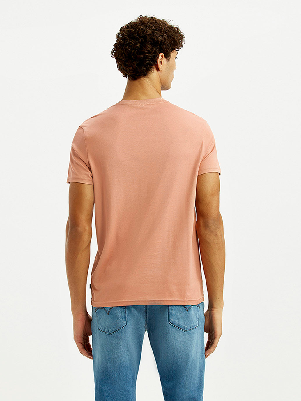 Men's Redloop Typography Peach Slim Fit T-shirt