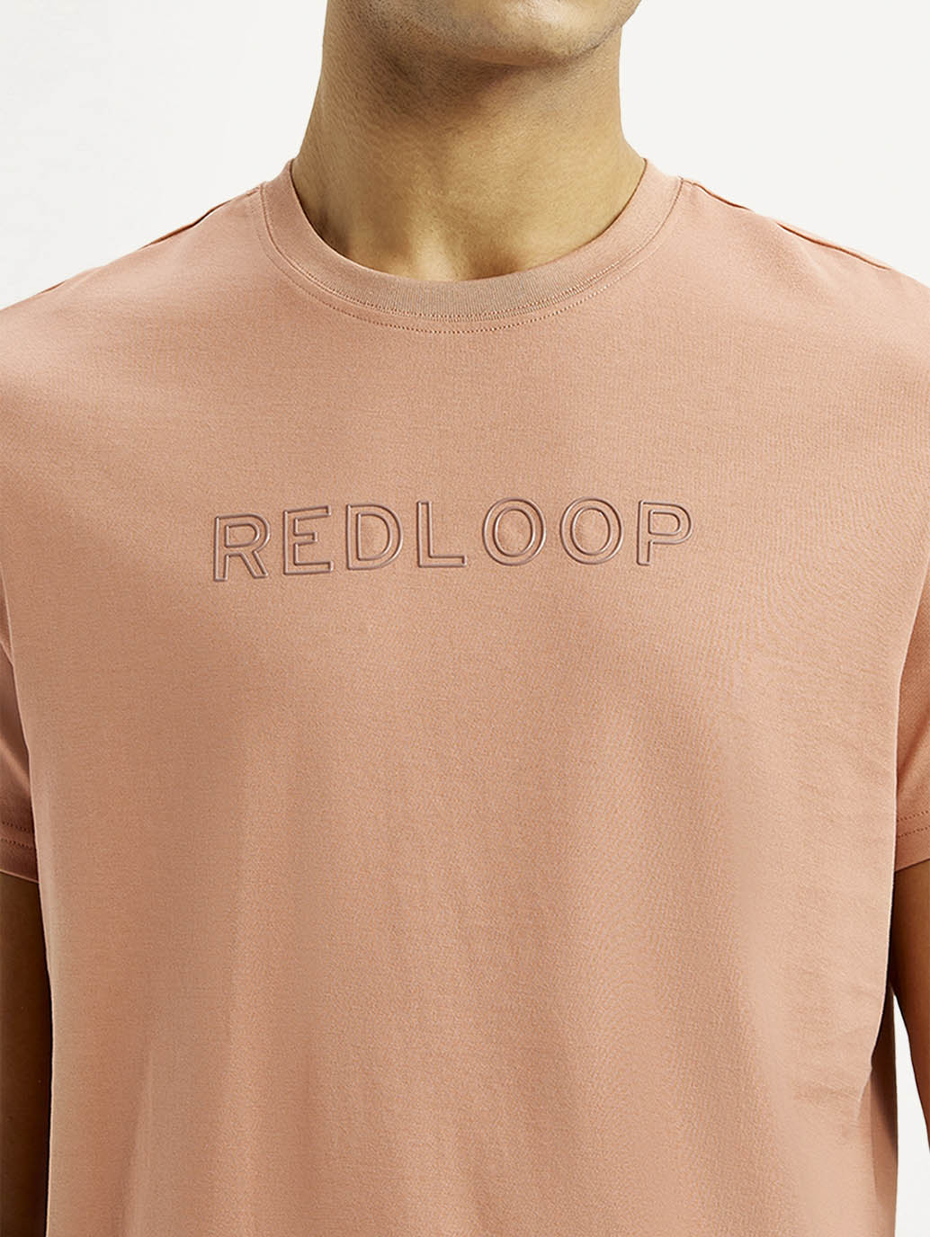 Men's Redloop Typography Peach Slim Fit T-shirt