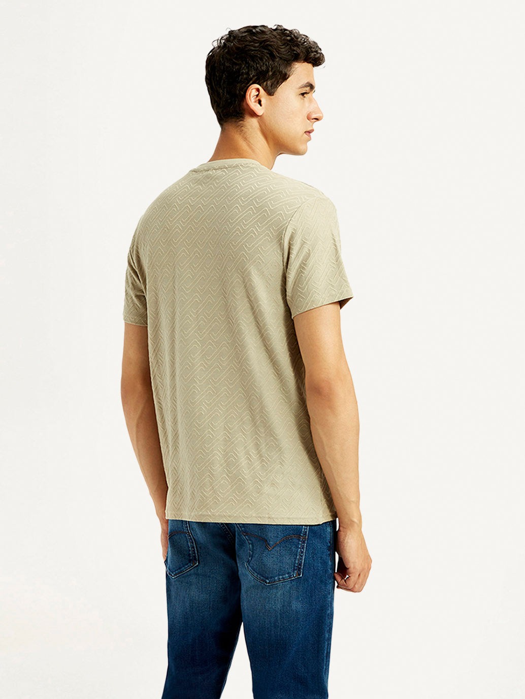 Men's Solid Beige Slim Fit T-shirt