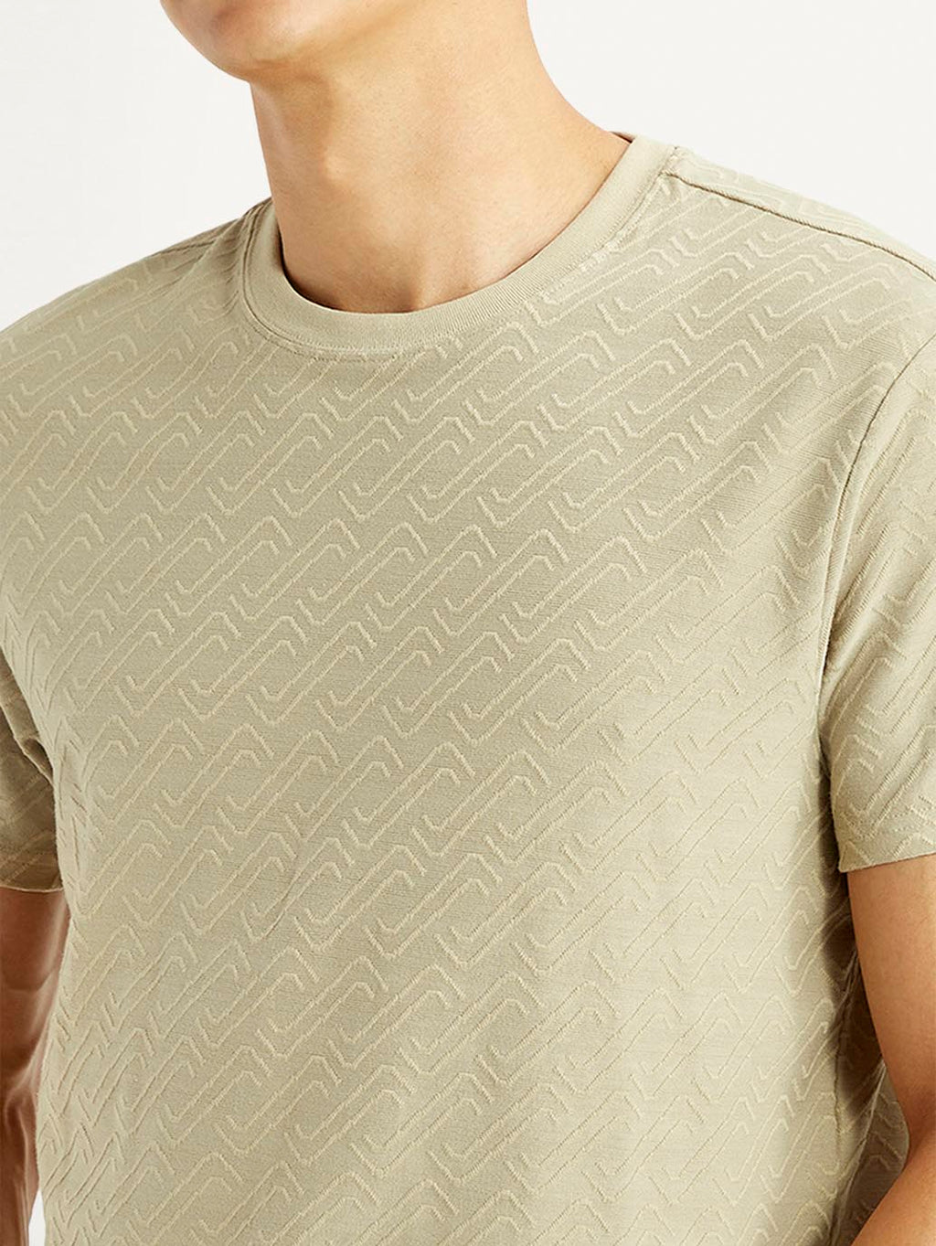 Men's Solid Beige Slim Fit T-shirt
