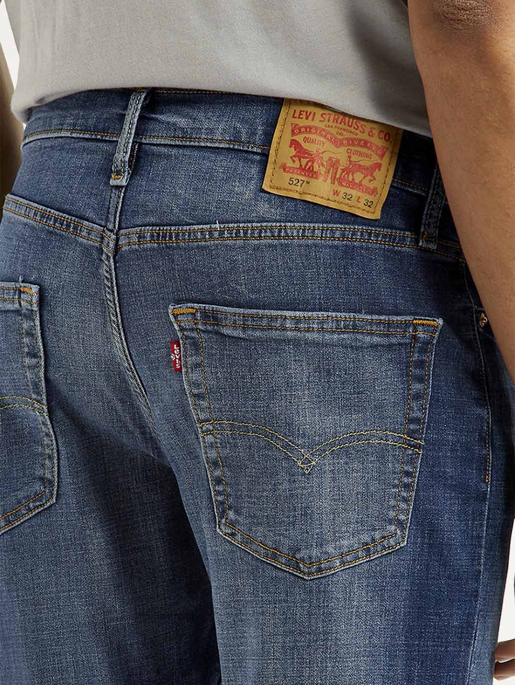 Men's 527 Blue Slim Bootcut Fit Mid Rise Jeans