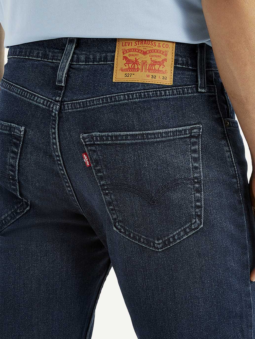 Men's 527 Dark Blue Slim Bootcut Fit Mid Rise Jeans