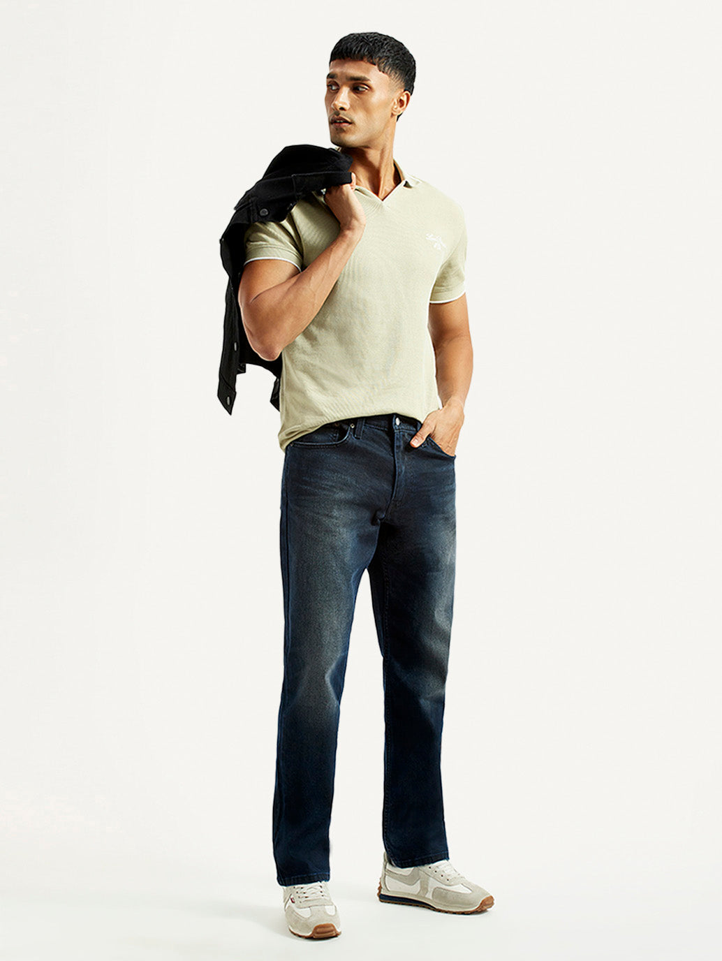 Men's 541 Dark Blue Athletic Tapered Fit Mid Rise Jeans